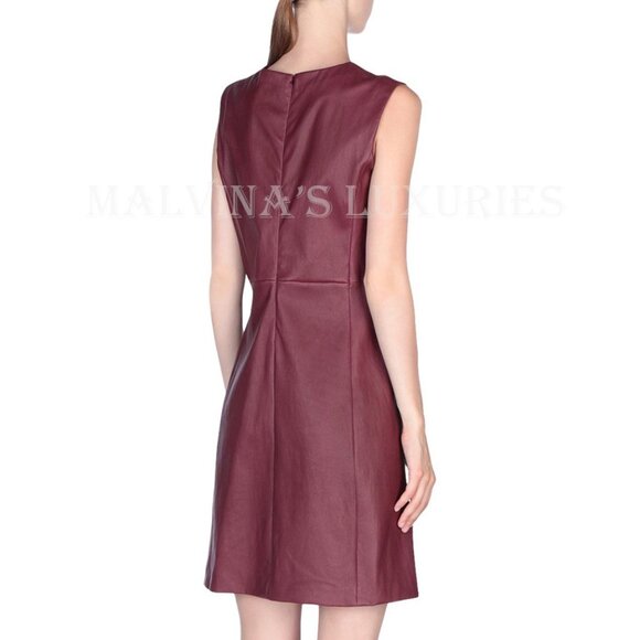 PRADA DRESS GARNET LEATHER SLEEVELESS sz IT 40 US 4 - Picture 5 of 11